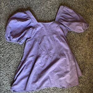 Nasty Gal Mini Dress Tiered‎ Puff Sleeve Square Neck Purple US 6